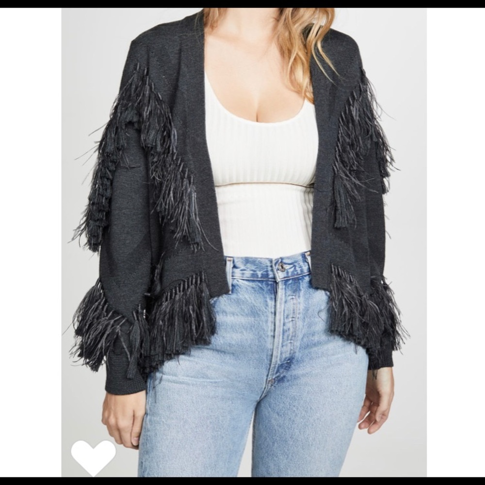 Kobe Halperin NWOT Ostrich feather Cardigan. - Picture 1 of 5